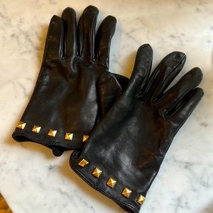 Ralph Lauren Black Leather Gloves with Rockstud